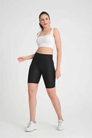 Vogsign Kadın Dalgıç Kumaş Toparlayıcı Yüksek Bel Şort Tayt 222