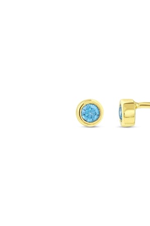 Mavi Taşlı Altın Çocuk Küpe - 14K