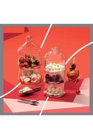 Villa Patisserie 2 Katlı Cam Kurabiyelik Sunum Ikramlık