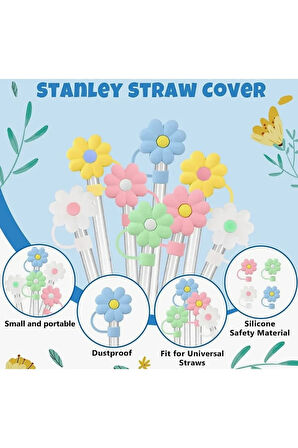 1 Adet 10mm Stanley için Pipet Tıpası Çiçekli Pipet Kapağı Quencher Pipet Tıpa
