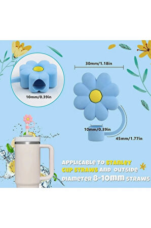 1 Adet 10mm Stanley için Pipet Tıpası Çiçekli Pipet Kapağı Quencher Pipet Tıpa