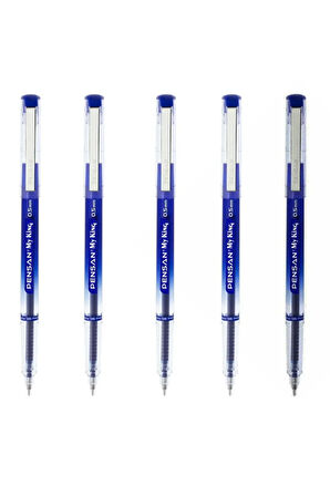 My King İğne Uçlu Metal Klipsli Jel Tükenmez Kalem 0.5 Mm Mavi - 5 Adet