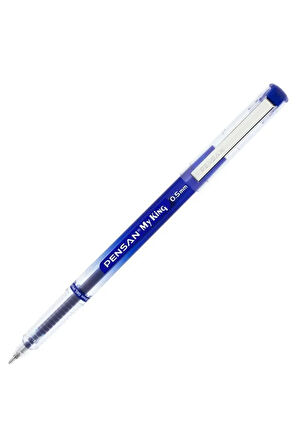 My King İğne Uçlu Metal Klipsli Jel Tükenmez Kalem 0.5 Mm Mavi - 5 Adet