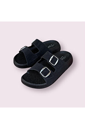 pieenn kadın simli çift toka ortapedik comfort taban terlik