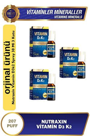 Nutraxin Vitamin D3K2 30 ml 3 Adet