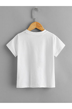 USA Baskılı Pamuklu Kız/Erkek Çocuk Tişört 3-13 Yaş