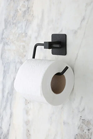 Kare Yapışkanlı Siyah Açık Tuvalet Kağıtlığı Wc Kağıtlık Tutucu