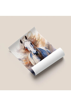 Çerçevesiz Poster , Dijital Baskı Soyut , At "Beyaz" , Salon Ofis Oturma Odası Dekorasyon , Poster