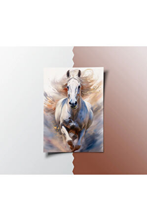 Çerçevesiz Poster , Dijital Baskı Soyut , At "Beyaz" , Salon Ofis Oturma Odası Dekorasyon , Poster