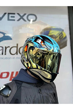 Rapıd 2 Neo Mavi-mor Kask - Gold Vizör