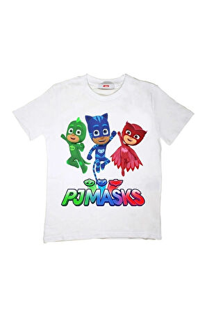 Unisex Beyaz Pijamaskeliler Çocuk Tişört