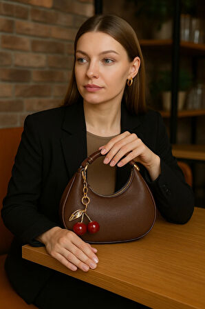 Kiraz Charm Detaylı Omuz Çantası Mini Şık Model