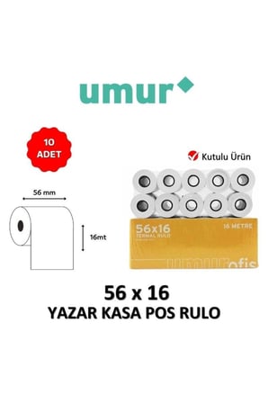 Yazar Kasa Pos Rulosu 56mm X 16mt - 10 Adet - Kutulu