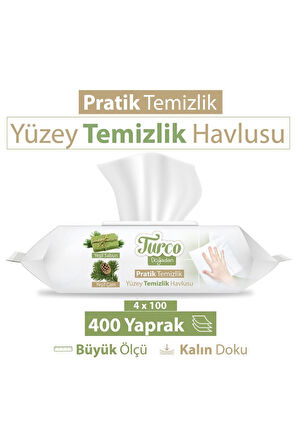 Turco Doğadan Pratik Yüzey Temizlik Havlusu 4X100 (400 Yaprak)