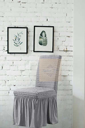 1 Adet Bürümcük Etekli Likralı Esnek Yıkanabilir Sandalye Kılıfı,45x45x60 Ölçüde Sandalye Örtüsü