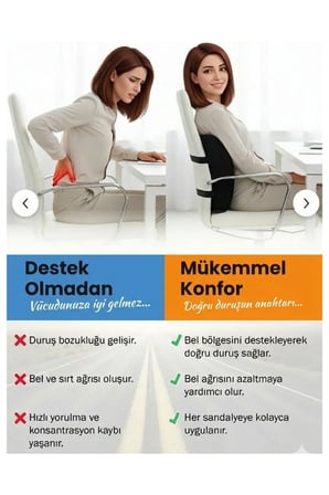 Ortopedik Bel ve Sırt Minderi Ofis ve Araç Koltuğu Destek Yastığı