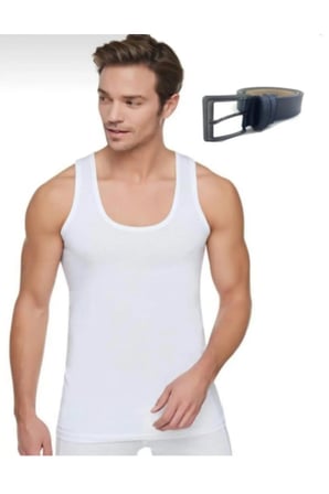 Erkek 6'lı Paket Atlet & Lacivert Kemer