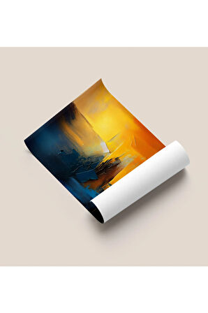 Çerçevesiz Poster, Dijital Baskı Soyut , Güneş ve Gece , Salon Ofis Oturma Odası Dekorasyon , Poster