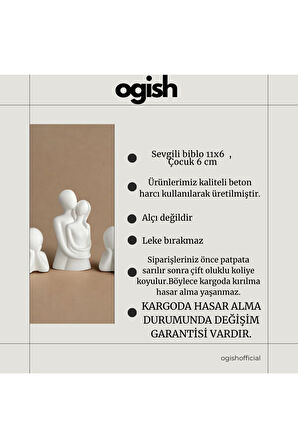 Sarılan Aile Dekoratif Obje Biblo (11 cm-6 cm) Beyaz