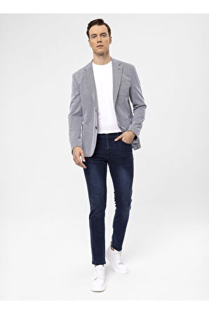 Süvari Slim Fit Mavi Erkek Armürlü Ceket Ct2021600290