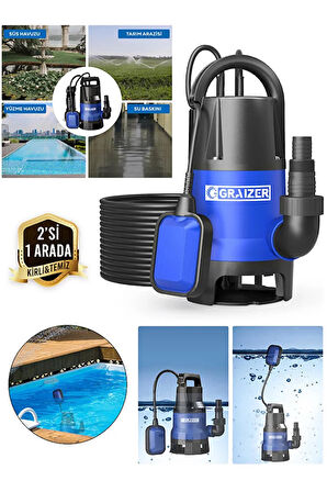 2 Hp Dalgıç Su Karter Pompası Kirli Temiz Yüzme Havuzu Gölet Sel Su Aktarma Pompası Yeni Seri