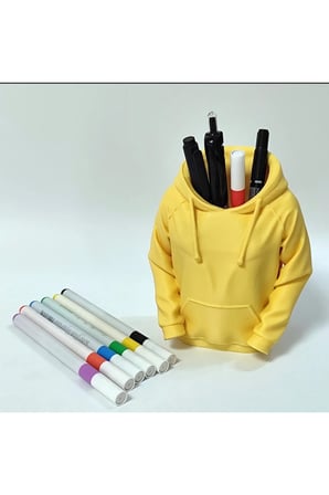 Hoodie Kalemlik – 3D Baskı Sarı Sweatshirt Masaüstü Kalem Organizeri