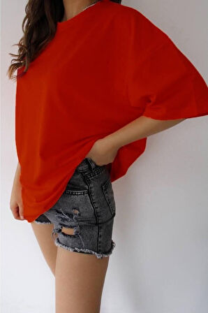 J Beyaz Ince Unisex Pamuk Bisiklet Yaka Boyfriend Örme Oversize T-shirt