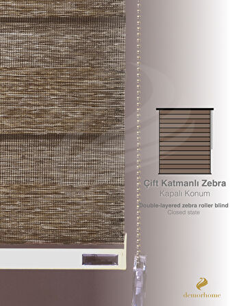 Demor Home Açık Kahverengi Yüksek Kalite Bambu Zebra, Mekanize Perde