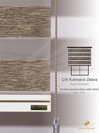 Demor Home Açık Kahverengi Yüksek Kalite Bambu Zebra, Mekanize Perde