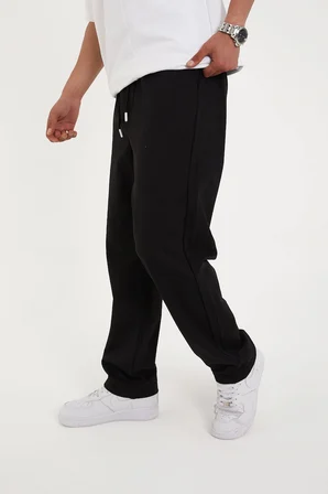 Pavotti Erkek Baggy Eşofman Altı İki İplik 2'li Ekonomik Paket Siyah/Gri