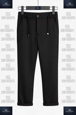 Erkek Çocuk Stil Pantolon Bel Lastikli Likralı Paça Katlamalı