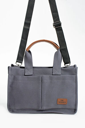 KANVAZ KUMAŞ ÜÇ GÖZLÜ BÜYÜK OMUZ ÇANTASI