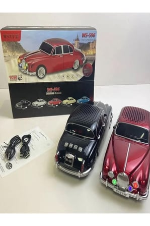 WS-596BT 1967 Model Jaguar Mark 2 10W Bluetooth Hoparlör Fm Radyo USB Tf Aux Destekli Speaker