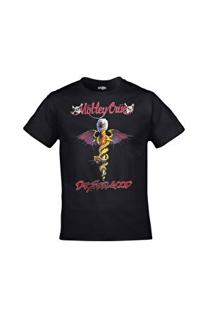 Unisex Siyah Mötley Crüe Dr Feelgood Baskılı Tshirt