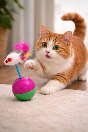Kedi Oyun Topu Hacı Yatmaz Fareli Oyuncak, Kedi Oyuncağı