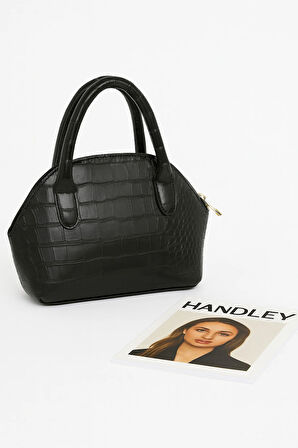 Kadın Parlak Mini Kroko Desen Çapraz Askılı El Ve Omuz Çantası