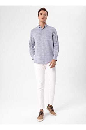 Süvari Regular Fit Düğmeli Yaka Düz Lacivert Erkek Gömlek Gm1008300078