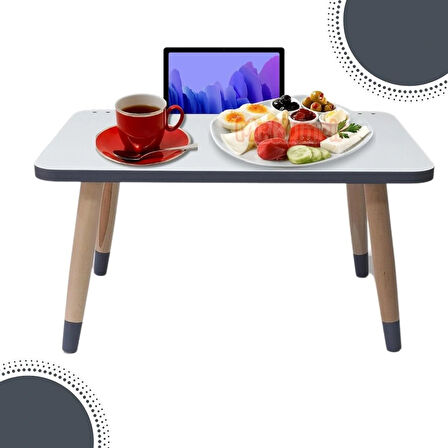 Laptop Tablet Bilgisyar Ve Kahvaltı Sehpası Çalışma Masası ( renk beyaz gri )