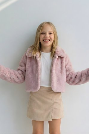 Kız Çocuk Bolero Peluş Ceket İ̇Nci Kapamalı Uzun Kollu Çocuk Ceket
