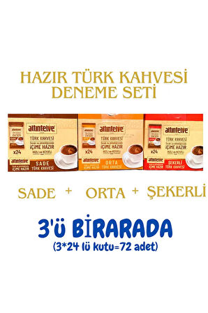 Hazır Türk Kahvesi 3'Ü BİRARADA  SADE-ORTA-ŞEKERLİ  3X 24 Lü Kutu