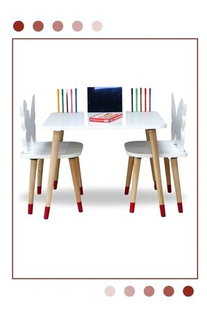 Çocuk Aktivite Oyun Ve Ders Çalışma 1 Masa 2 Sandalye Takımı 2-6 Yaş Kelebekli -tablet Yeri