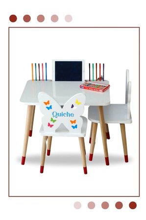 Çocuk Aktivite Oyun Ve Ders Çalışma 1 Masa 2 Sandalye Takımı 2-6 Yaş Kelebekli -tablet Yeri