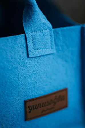 Mavi Keçe Anne Bebek Bakım Çantası Yenidoğan İçin Organizer Düzenleyici