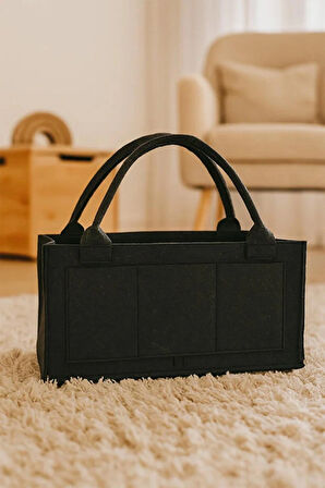 Siyah Kalın Keçe Anne Bebek Bakım Çantası Yenidoğan İçin Organizer Düzenleyici