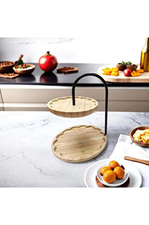 Blissra Bambu Sunumluk, Sunum Standı, Çift Katlı Sunumluk, Bambu Papatya Sunumluk