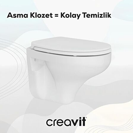 Perla Kanallı Asma Klozet, Creavit Yavaş Kapanan Kapak