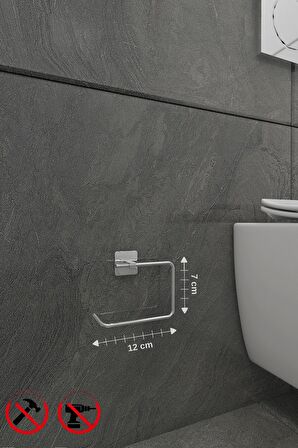 Yapışkanlı Paslanmaz Krom Kare Açık Tuvalet Kağıtlığı Wc Kağıtlık Tuvalet Kağıdı Askısı