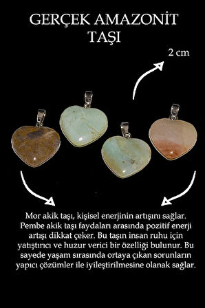 Sertifikalı Kalp Kesim Amazonit Taşı Kolye