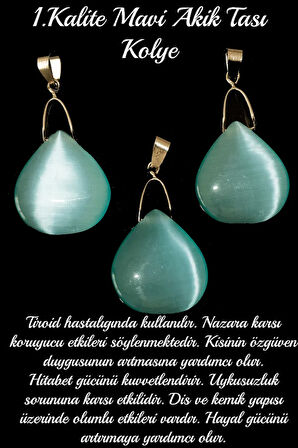 Sertifikalı Özel Kesim Mavi Kedi Gözü Taşı Kolye