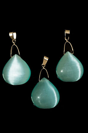 Sertifikalı Özel Kesim Mavi Kedi Gözü Taşı Kolye